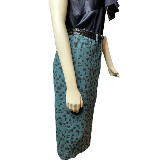 Rachel Antonoff Green Animal Print Patent Leather Hillary Skirt - Picture 5 of 5